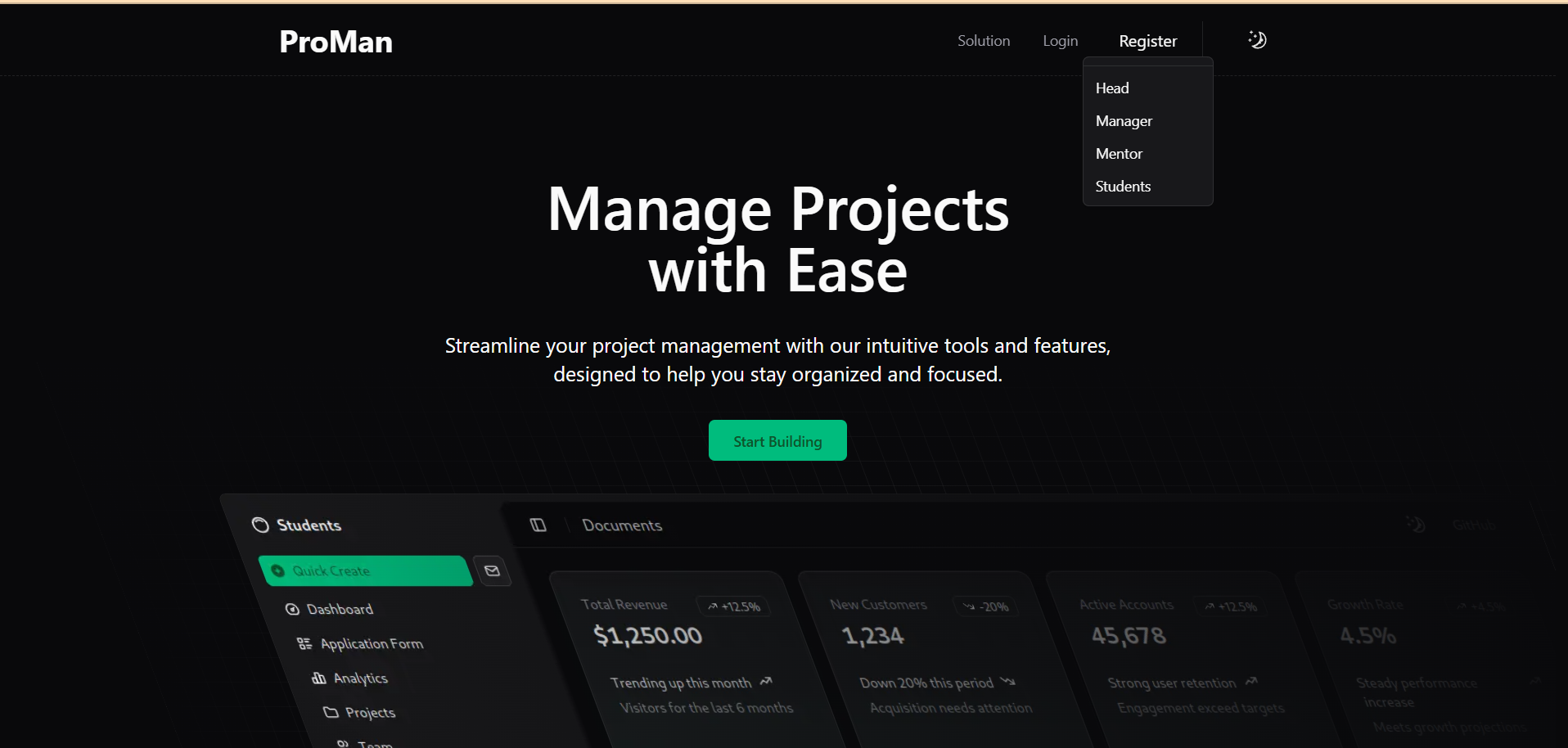 ProjectHub (Academic Student Projects Management System) screenshot 1